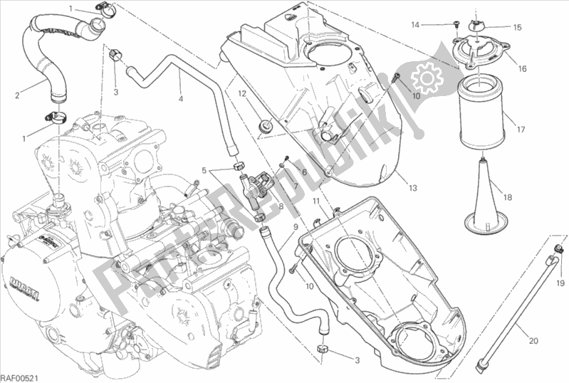 Alle onderdelen voor de Luchtinlaat - Olie-ontluchter van de Ducati Monster 1200 USA 2016